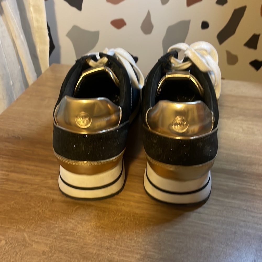 Michael Kors Black and Gold Allie Trainer Sneakers Size 8 - Picture 3 of 3